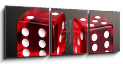 Obraz s hodinami 3D tdln - 150 x 50 cm F_BM38565873 - Red dices on grey background