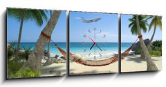 Obraz s hodinami   Hamac aux carabes , holidays 06, 150 x 50 cm