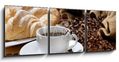 Obraz s hodinami 3D tdln - 150 x 50 cm F_BM39147231 - coffee cup with croissant
