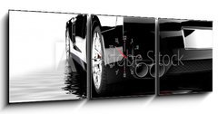 Obraz s hodinami   Black car reflected, 150 x 50 cm