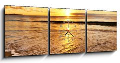 Obraz s hodinami   beautiful sunset on the beach, 150 x 50 cm