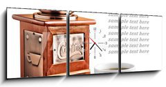 Obraz s hodinami 3D tdln - 150 x 50 cm F_BM40052372 - old coffee mill