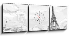 Obraz s hodinami 3D třídílný - 150 x 50 cm F_BM40124370 - Parisian streets