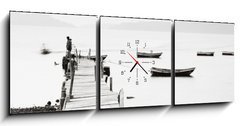 Obraz s hodinami   Lonely pier along the coast, low saturation image., 150 x 50 cm