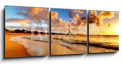 Obraz s hodinami 3D tdln - 150 x 50 cm F_BM40275471 - beautiful sunset on the  beach - krsn zpad slunce na pli