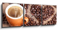 Obraz s hodinami 3D tdln - 150 x 50 cm F_BM40374199 - Coffee love