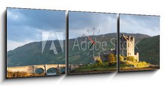 Obraz s hodinami 3D tdln - 150 x 50 cm F_BM40528825 - Sunset at Elian Donan Castle, Isle of Skye, Scotland - Zpad slunce na hrad Elian Donan, ostrov Skye, Skotsko