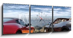 Obraz s hodinami 3D tdln - 150 x 50 cm F_BM40595442 - Luxury modern cars