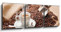 Obraz s hodinami   Profumo di caff, 150 x 50 cm