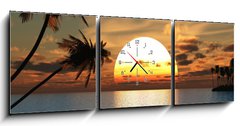 Obraz s hodinami   Palms, 150 x 50 cm