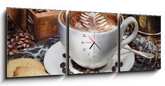 Obraz s hodinami   Kaffee, 150 x 50 cm