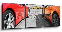 Obraz s hodinami 3D tdln - 150 x 50 cm F_BM4076091 - voitures de course