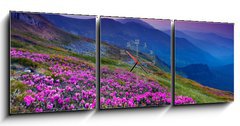 Obraz s hodinami   mountain landscape, 150 x 50 cm