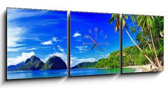 Obraz s hodinami   panoramic beautiful beach scenery, 150 x 50 cm