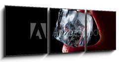 Obraz s hodinami 3D tdln - 150 x 50 cm F_BM41060022 - Ice cube in woman