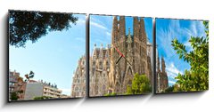 Obraz s hodinami 3D tdln - 150 x 50 cm F_BM41069127 - La Sagrada Familia, Barcelona, spain.