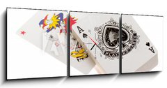 Obraz s hodinami 3D tdln - 150 x 50 cm F_BM41156177 - Playing cards, an ace and a joker