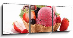 Obraz s hodinami 3D tdln - 150 x 50 cm F_BM41290047 - dessert, ice cream - dezert, zmrzlina