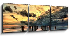 Obraz s hodinami   sunset bridge, 150 x 50 cm