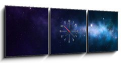 Obraz s hodinami 3D tdln - 150 x 50 cm F_BM41509014 - blue and purple nebula - modr a fialov mlhovina