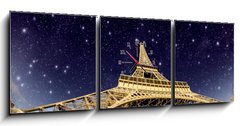 Obraz s hodinami 3D tdln - 150 x 50 cm F_BM41726056 - Stars and Night Sky above Eiffel Tower in Paris