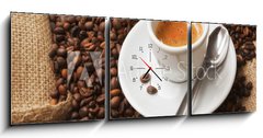 Obraz s hodinami 3D tdln - 150 x 50 cm F_BM41733046 - Coffe ristretto