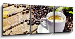 Obraz s hodinami 3D tdln - 150 x 50 cm F_BM41884118 - hot cup of coffee