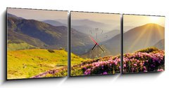 Obraz s hodinami   mountain landscape, 150 x 50 cm