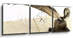 Obraz s hodinami   Antiche grafie, 150 x 50 cm