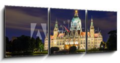 Obraz s hodinami 3D tdln - 150 x 50 cm F_BM42367432 - City Hall of Hannover, Germany by night - Radnice v Hannoveru, Nmecko v noci