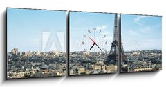 Obraz s hodinami   Tour Eiffel Paris France, 150 x 50 cm