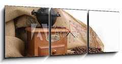 Obraz s hodinami   Coffee and coffee grinder, 150 x 50 cm