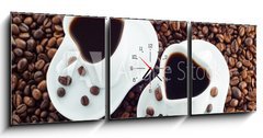 Obraz s hodinami   Coffee, 150 x 50 cm