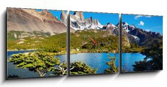 Obraz s hodinami 3D třídílný - 150 x 50 cm F_BM42720999 - Mount Fitz Roy, Patagonia, Argentina - Mount Fitz Roy, Patagonie, Argentina
