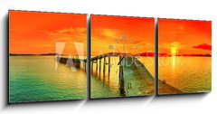 Obraz s hodinami   Sunset panorama, 150 x 50 cm