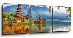 Obraz s hodinami   Pura Ulun Danu, 150 x 50 cm