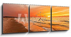 Obraz s hodinami 3D tdln - 150 x 50 cm F_BM42786788 - Sonnenuntergang auf Hiddensee