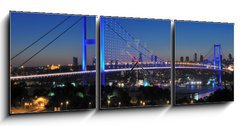 Obraz s hodinami 3D tdln - 150 x 50 cm F_BM42973371 - A Blue Evening Istanbul Bosphorus Bridge