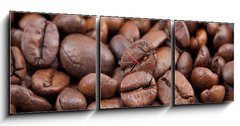 Obraz s hodinami 3D tdln - 150 x 50 cm F_BM43085500 - Coffee beans in closeup