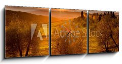 Obraz s hodinami 3D tdln - 150 x 50 cm F_BM43108584 - Val d  Orcia Toscana