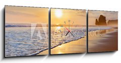 Obraz s hodinami   sunset ocean, 150 x 50 cm