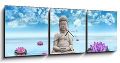 Obraz s hodinami 3D tdln - 150 x 50 cm F_BM43222781 - Statue Bouddha - Socha Boudha