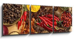 Obraz s hodinami   Spices and herbs, 150 x 50 cm