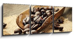 Obraz s hodinami   Coffee beans in scoop, 150 x 50 cm