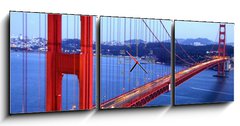 Obraz s hodinami   golden gate, 150 x 50 cm