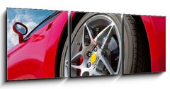 Obraz s hodinami 3D tdln - 150 x 50 cm F_BM43527567 - red sports car - erven sportovn auto