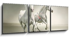 Obraz s hodinami   White horses, 150 x 50 cm