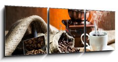 Obraz s hodinami 3D tdln - 150 x 50 cm F_BM43848183 - Coffee