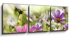 Obraz s hodinami 3D tdln - 150 x 50 cm F_BM43864342 - kwiaty