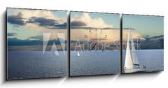 Obraz s hodinami 3D tdln - 150 x 50 cm F_BM43878494 - Sail boat